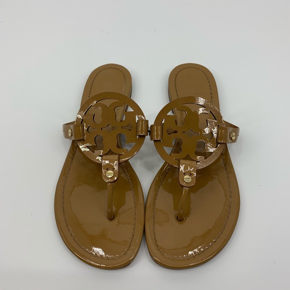 Tory Burch Shoes - Tory Burch Tan Miller Patent Leather Sandals